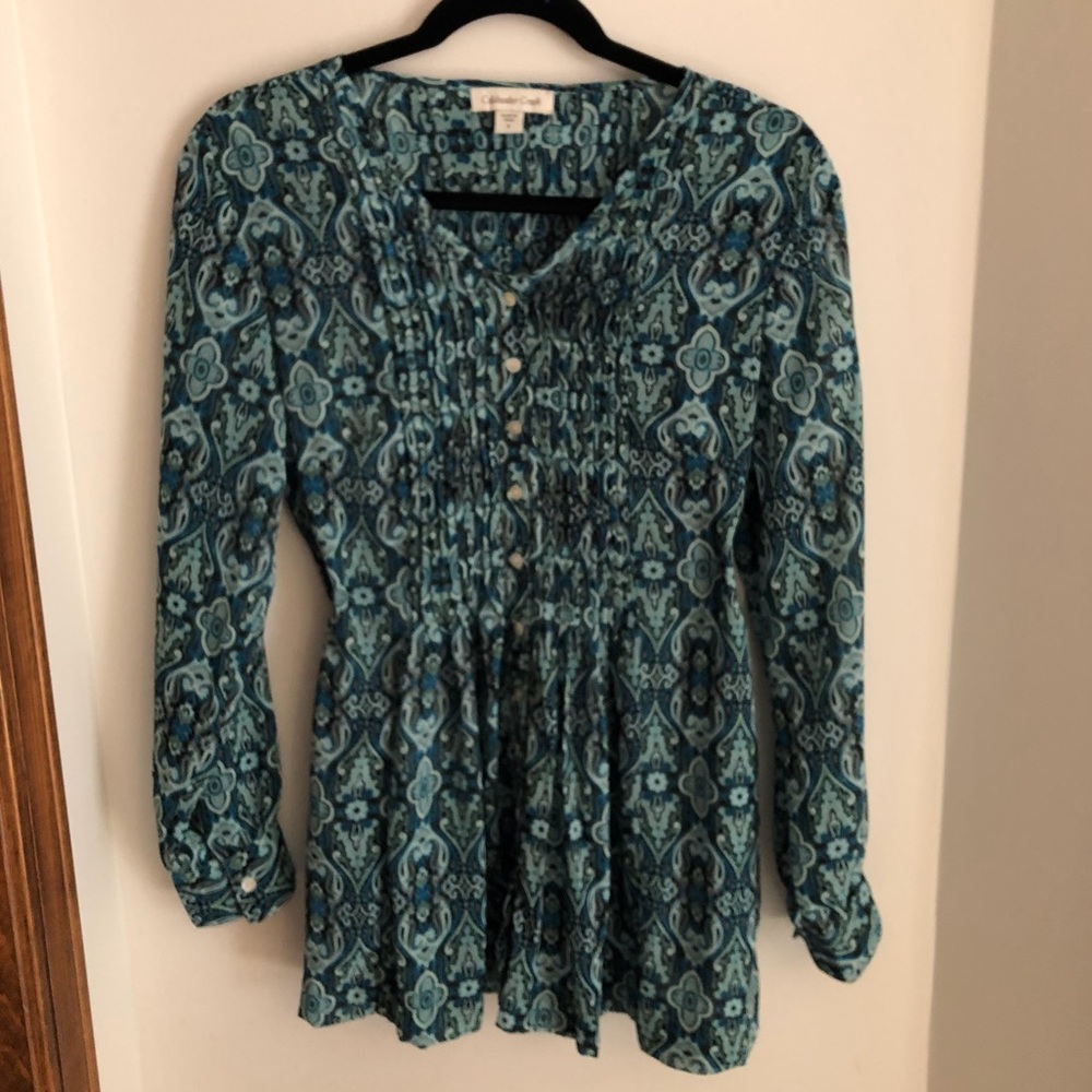 Coldwater Creek Teal Print Tunic